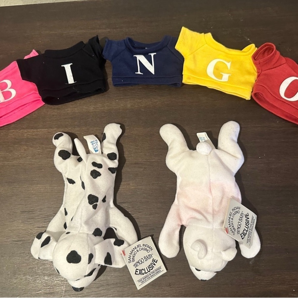 San Manuel Casino BINGO Plush Shirt Letter Set and Dog Bear Stuffed Animal RARE